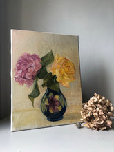 Load image into Gallery viewer, Vintage Oil on Canvas painting, hydrangea