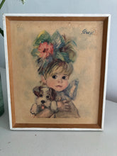 Load image into Gallery viewer, 1950s ‘Girl and her puppy’ framed print