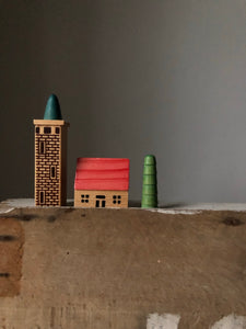 Vintage Wooden Christmas Village Set, Tower
