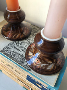 Pair of Vintage Studio Pottery Candle Holders