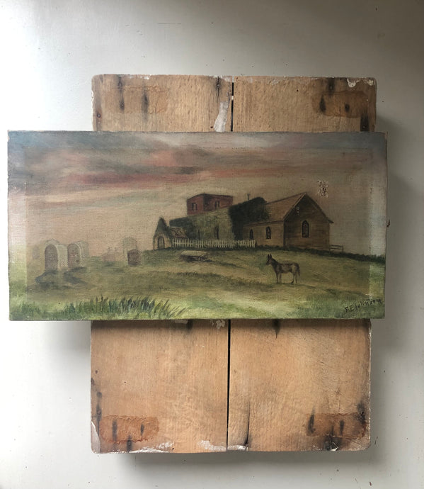 Antique Church Oil Painting on Canvas (UK SHIPPING ONLY)