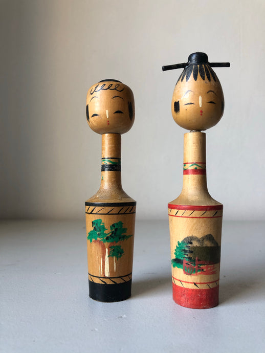 Pair of Vintage Kokeshi Dolls