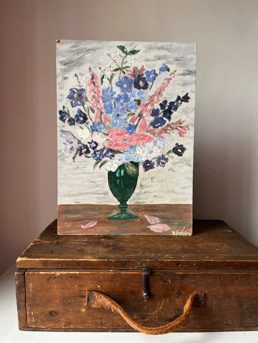 Vintage Oil on Board Floral Painting