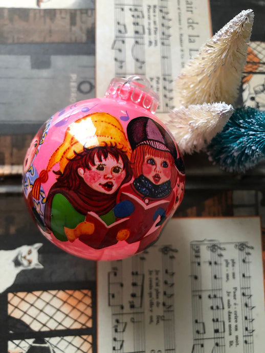 Pair of Retro Christmas Baubles, Pink