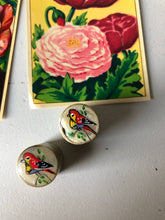 Load image into Gallery viewer, Vintage Silver Pot with Painted Bird Lid