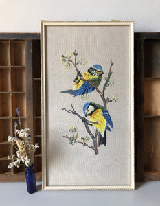 Vintage Hand Embroidery Blue Tits
