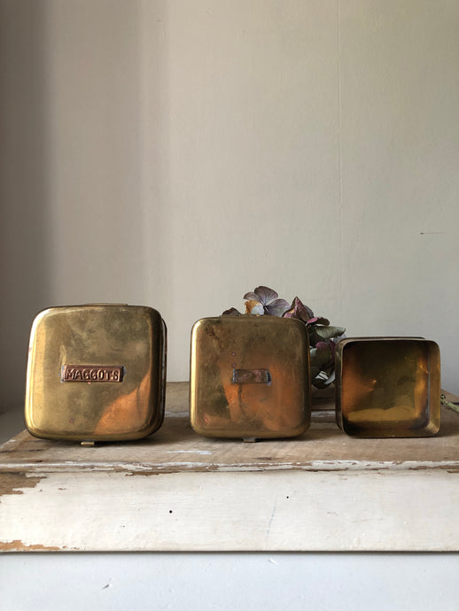 Set of Vintage Brass Bait Tins