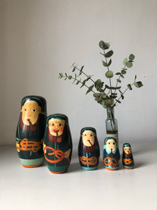 Vintage Russian Fishermen Nesting Dolls