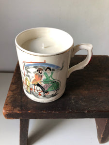 Vintage Cycling Mug Candle, Mint and Fig