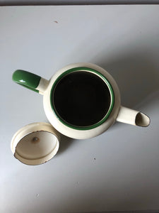 Enamel teapot in cream