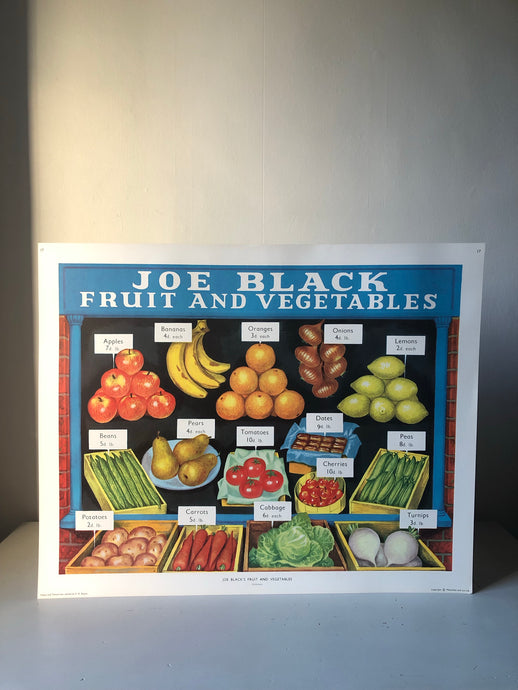 Original 1950s School Poster, ‘Joe Black's Fruit and Vegetables'
