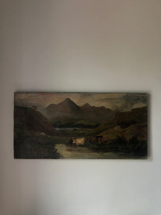 Antique Landscape Painting, Cows