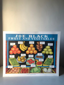 Original 1950s School Poster, ‘Joe Black's Fruit and Vegetables'