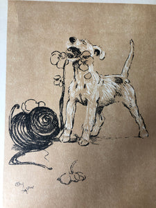 Original Cecil Aldin Dog Bookplate, Flowers