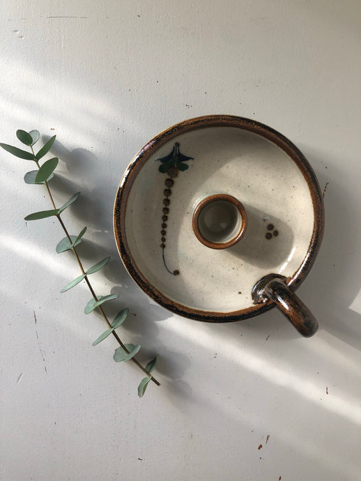 Vintage Mexican Stoneware Candle Holder