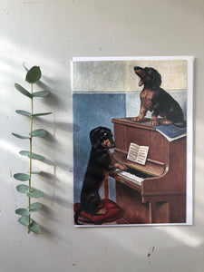 Vintage Dachshund Piano Card