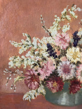 Load image into Gallery viewer, Vintage pink floral oil painting