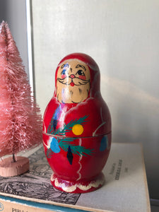 Vintage Father Christmas Wooden Nesting Doll, Single