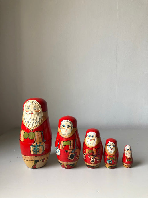 Set of Vintage Father Christmas Nesting Dolls