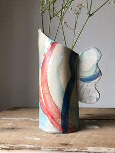 Tall Abstract Studio Pottery Vase with Handle