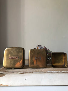Set of Vintage Brass Bait Tins