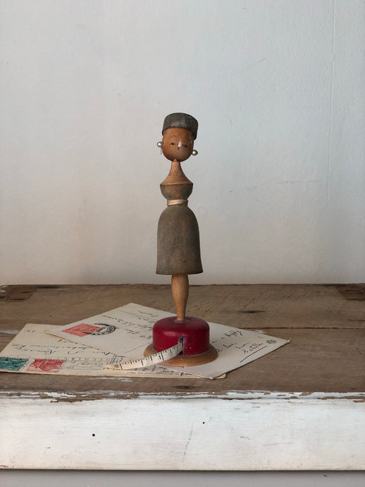 Vintage Wooden Mannequin Tape Measure Doll
