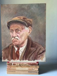 Mid-Century Portrait painting, Grumpy Man