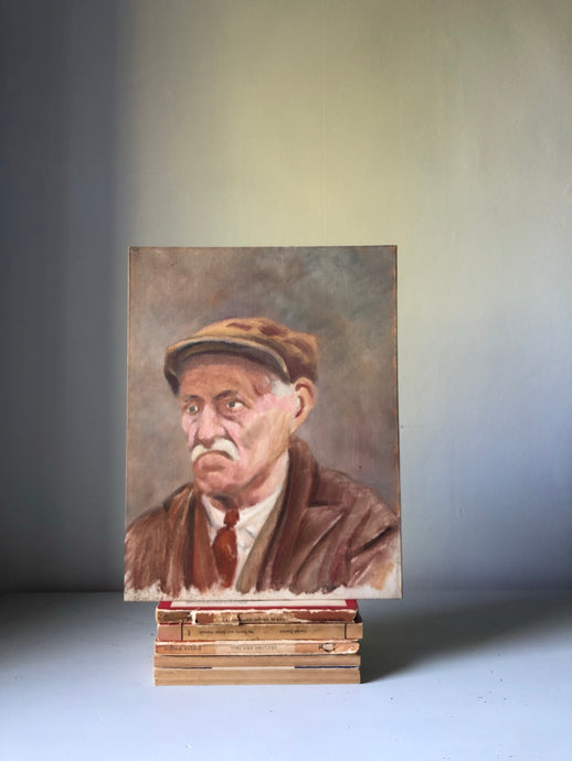 Mid-Century Portrait painting, Grumpy Man