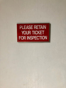 Vintage London Bus sign ‘Ticket for Inspection’