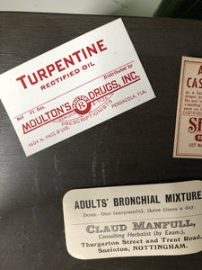 Selection of Vintage Pharmacy Labels