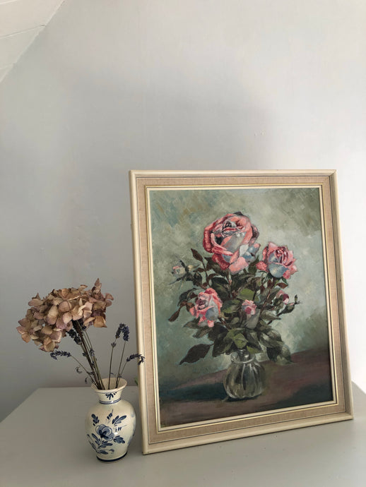 Vintage Oil on Board Floral Painting