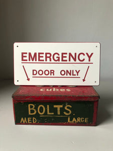 Vintage Emergency Door Sign