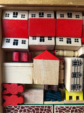 Load image into Gallery viewer, Full Vintage Wooden Village set in box