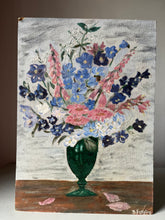 Load image into Gallery viewer, Vintage Oil on Board Floral Painting