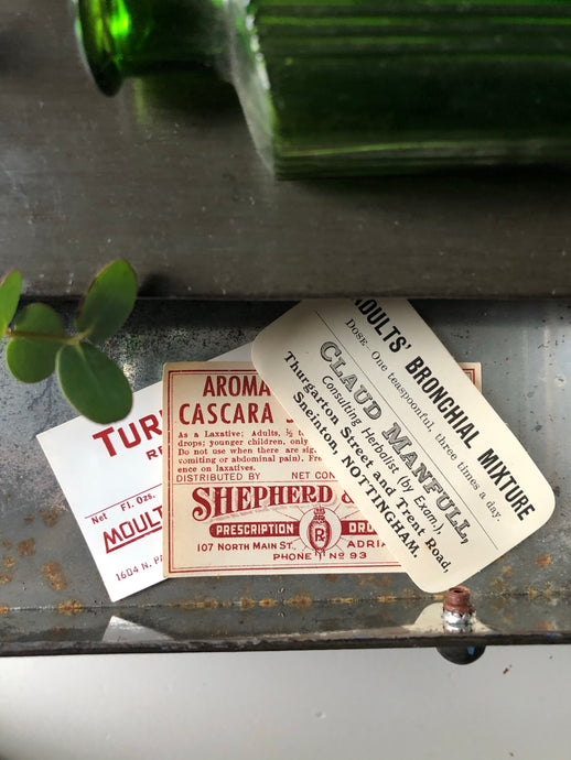 Selection of Vintage Pharmacy Labels