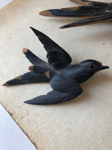 Set of Vintage Wooden Swallows