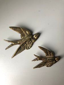 Pair of Vintage Brass Swallows