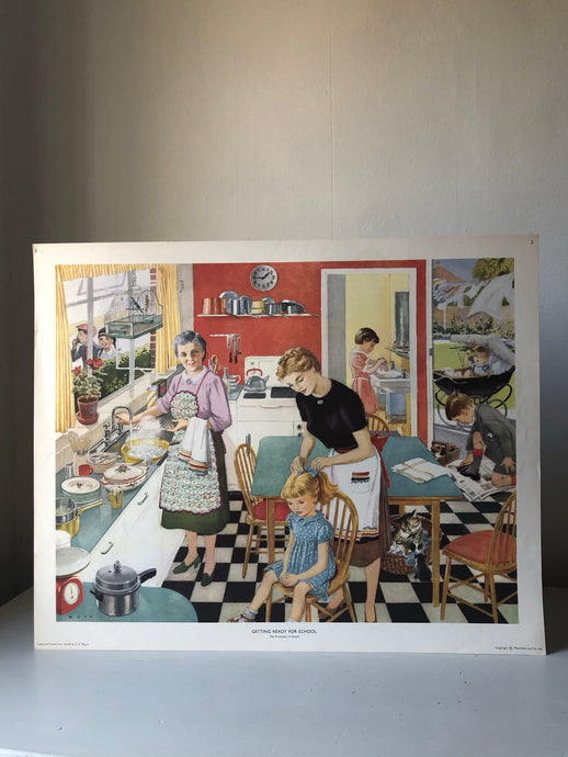 Original 1950s School Poster, ‘Getting Ready for School’