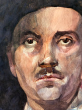 Load image into Gallery viewer, Original Watercolour Portrait, ‘Man with Moustache’