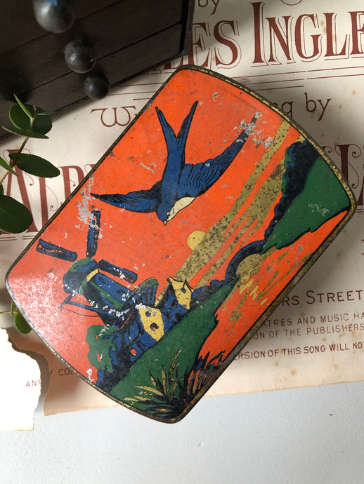 Vintage Blue Bird Toffee Tin