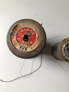Pair of Rustic Wooden cotton reels