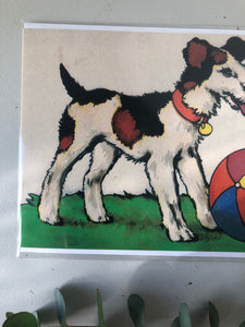 Vintage Dog with Ball Card