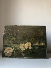 Load image into Gallery viewer, Antique Painting On Canvas, Lily Pond