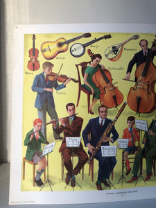 Original 1950s School Poster, ‘Strings, Woodwind & Harp’