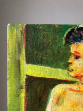 Load image into Gallery viewer, Vintage Oil Painting on Board, Nude Woman Sitting