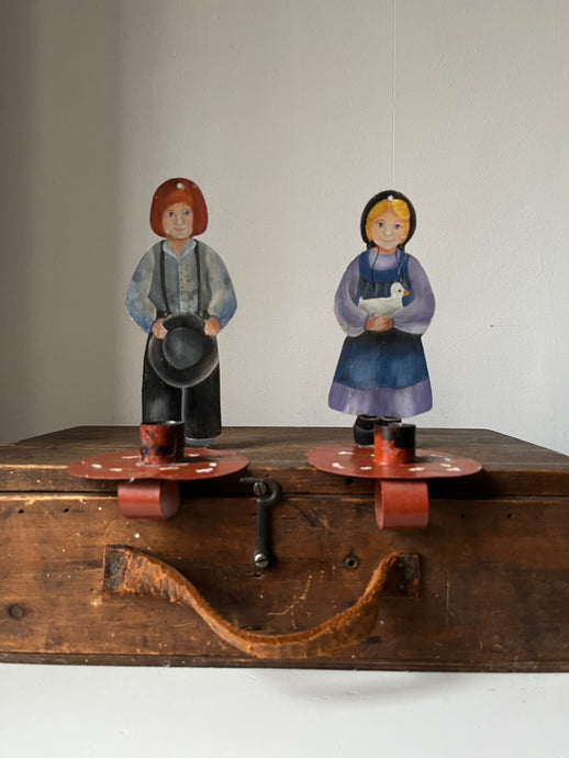 Vintage Folk Art Candle Holders