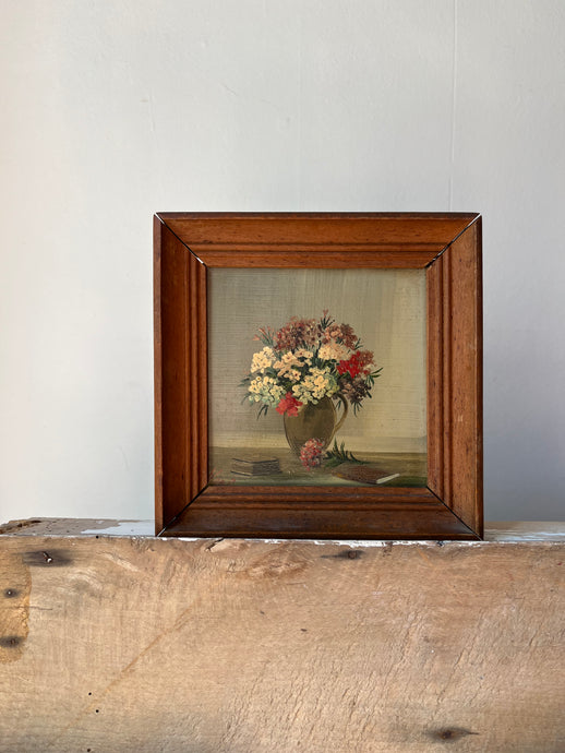 Vintage Miniature framed oil painting, Posy Jug