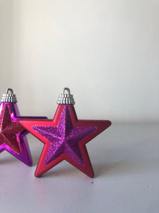 Pair of Vintage Glitter Star Decorations