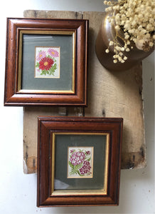 Pair of Vintage Floral Embroidery, framed