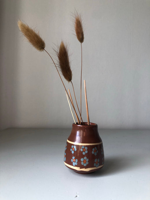 Tiny hand painted Terracotta Vase